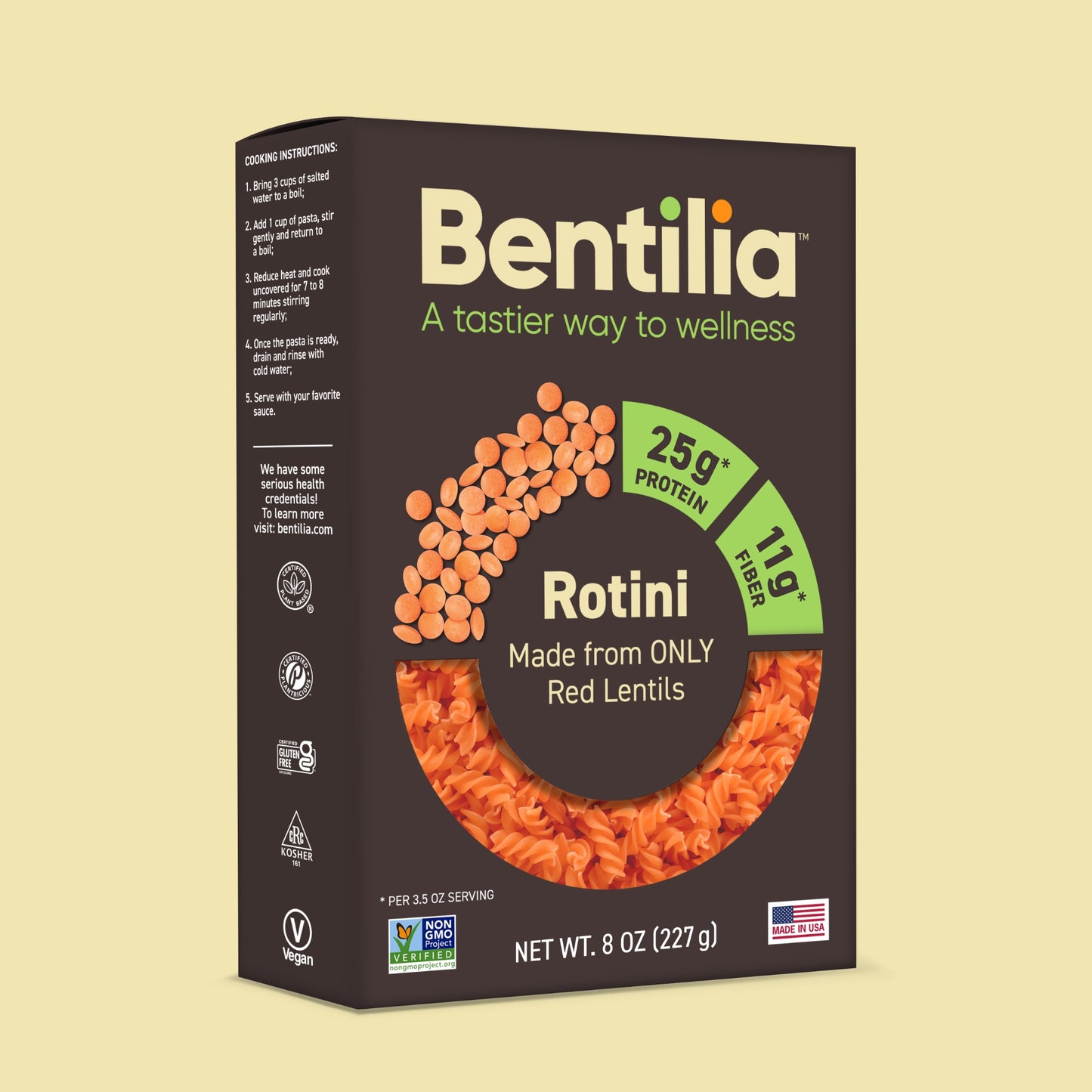 Red Lentil Rotini Pasta 6x8oz - Bentilia 